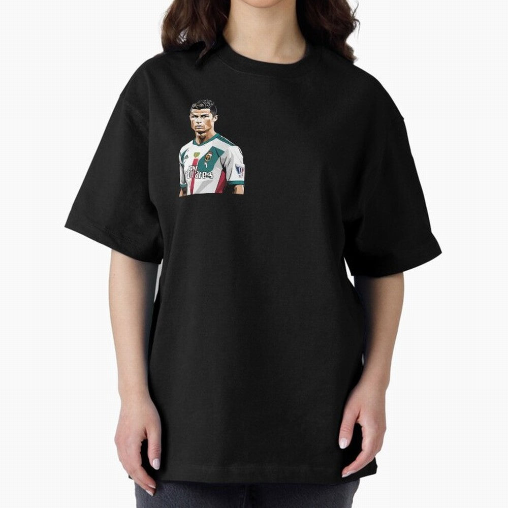 Cristiano Ronaldo Oversized T-Shirt Follow the Road to FIFA World Cup 2026 USA Canada Mexico for Fans of Messi, CR7 and Mbappe and Argentina, France and Brazil, Bringing Vintage Soccer Flavor, Modern Football Stars, National Flags and Final Night