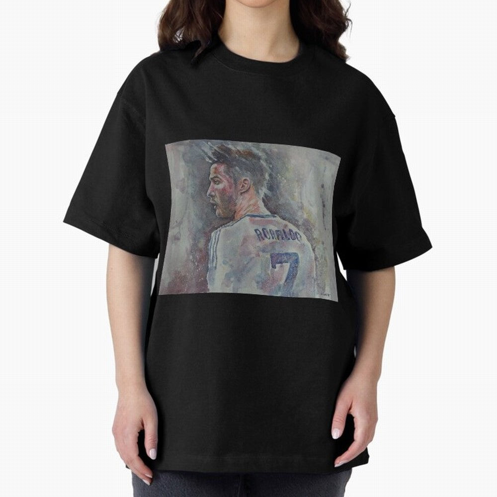 Cristiano Ronaldo - Portrait 1 Oversized T-Shirt Bring a Champion Mindset to the FIFA World Cup 2026 Journey through Haaland and Mbappe Highlights, England Pride, Stadium Chants, National Pride, Trophy Dreams and Unforgettable Football Memories;