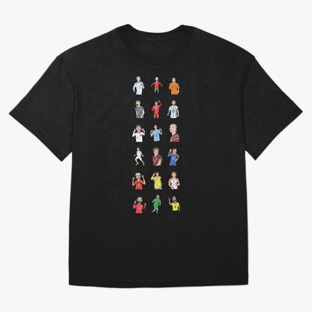 Badly Drawn Footballers Oversized T-Shirt Relive FIFA World Cup 2026 USA Canada Mexico Featuring Mbappe, France and Portugal Energy, Football Festival Excitement, Trophy Ambitions, Country Rivalries and Star Player Buzz; Perfect for Supporters Who