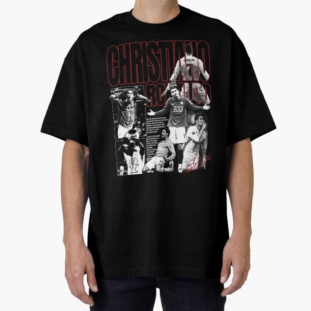 Cristiano Ronaldo Vintage Graphic Oversized T-Shirt Keep the Legacy of FIFA World Cup 2026 Group Stage Spirit, Driven by Netherlands, CR7 and Messi, Championship Spirit, Famous Goals, Roaring Crowds and International Football Unity; Perfect for