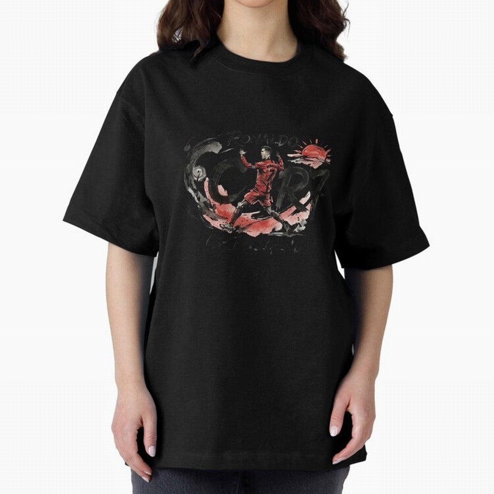 Cristiano Ronaldo CR7 Legend Japanese Ink Art Style Oversized T-Shirt Join the Global Buzz around the FIFA World Cup 2026 Journey through Messi and Cristiano Ronaldo Highlights, Spain and Netherlands Pride, Goal Celebration Energy, Supporter