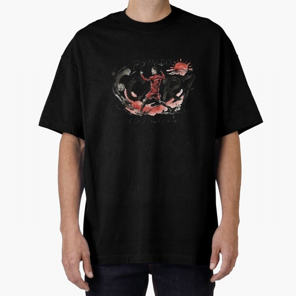 Cristiano Ronaldo CR7 Legend Japanese Ink Art Style Oversized T-Shirt Join the Global Buzz around the FIFA World Cup 2026 Journey through Messi and Cristiano Ronaldo Highlights, Spain and Netherlands Pride, Goal Celebration Energy, Supporter