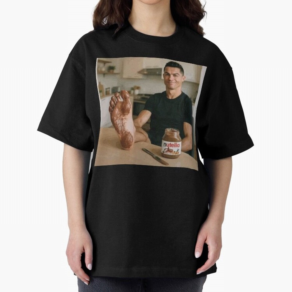 Ronaldo Nutella (LOW RES) Oversized T-Shirt Bring a Champion Mindset to FIFA World Cup 2026 for Fans of CR7 and Argentina and Brazil, Bringing Match Day Excitement, Supporter Culture, Golden Goals and Global Football Passion; Great for Supporters