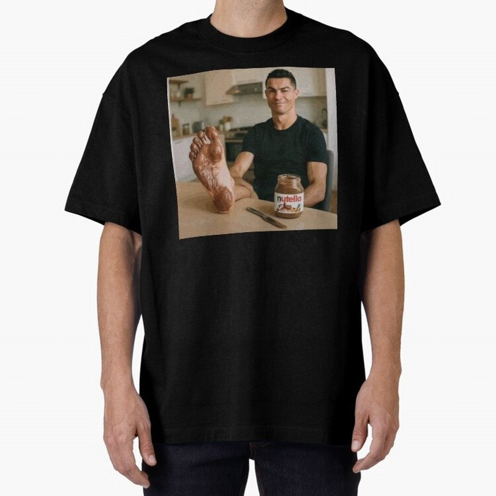 Ronaldo Nutella (LOW RES) Oversized T-Shirt Bring a Champion Mindset to FIFA World Cup 2026 for Fans of CR7 and Argentina and Brazil, Bringing Match Day Excitement, Supporter Culture, Golden Goals and Global Football Passion; Great for Supporters