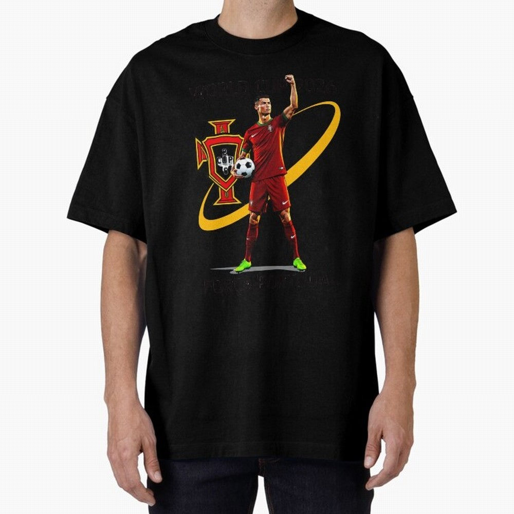 FIFA World Cup 2026 - Portugal Fan Oversized T-Shirt Celebrate Global Passion for the FIFA World Cup 2026 USA Canada Mexico Journey through Mbappe Highlights, Brazil, Portugal and Argentina Pride, Classic Soccer Heritage, Championship Pressure, Fan
