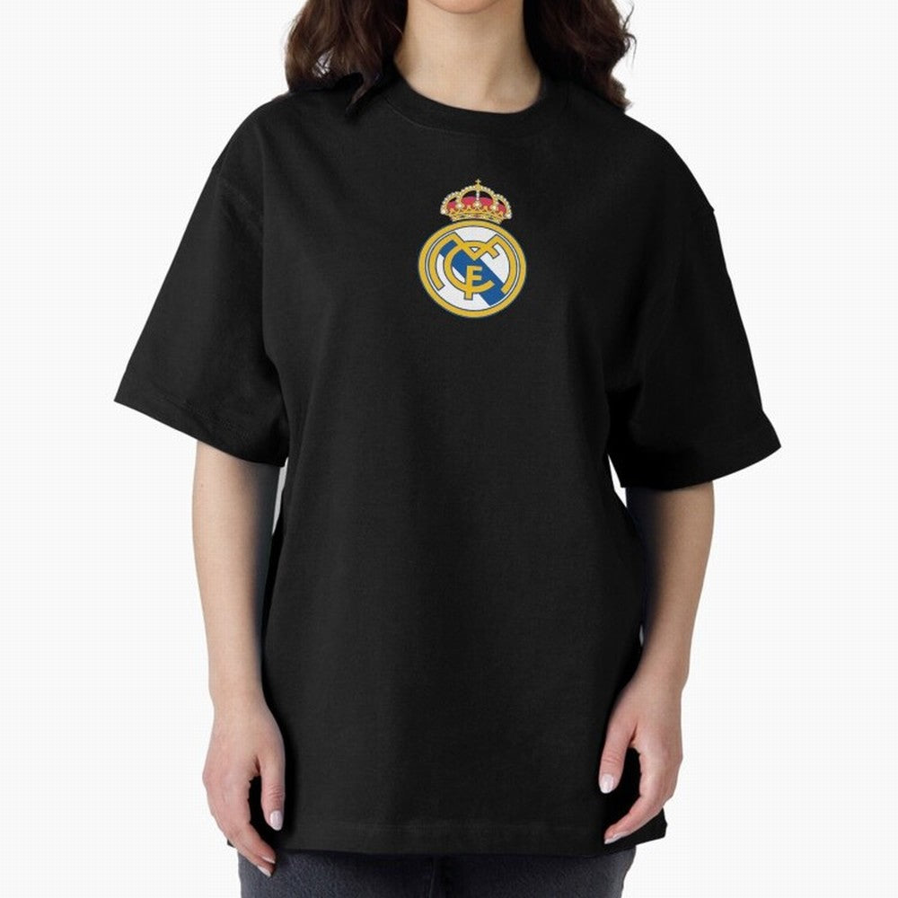 RE-AL-MAD-RID- Logo FC Merchandise Oversized T-Shirt Celebrate the Magic of FIFA World Cup 2026 Spirit, Capturing Argentina, Messi and Cristiano Ronaldo, Retro Football Energy, Iconic Rivalries, Trophy Chase Drama and Stadium Atmosphere; Perfect