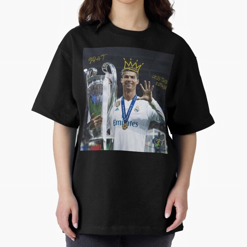Cristiano Ronaldo- GOAT Oversized T-Shirt Keep the Legacy of Match Day Hype around FIFA World Cup 2026 Group Stage, Messi, Neymar and Mbappe, Brazil, Portugal and Argentina, Tournament Hype, Historic Matchups, Family Viewing Parties and Global
