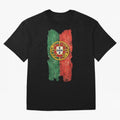 Vintage Portugal Flag Soccer Fan Design Oversized T-Shirt Celebrate Classic Football Spirit in FIFA World Cup 2026 USA Canada Mexico for Fans of Haaland and England, Bringing Football Festival Excitement, Trophy Ambitions, Country Rivalries and