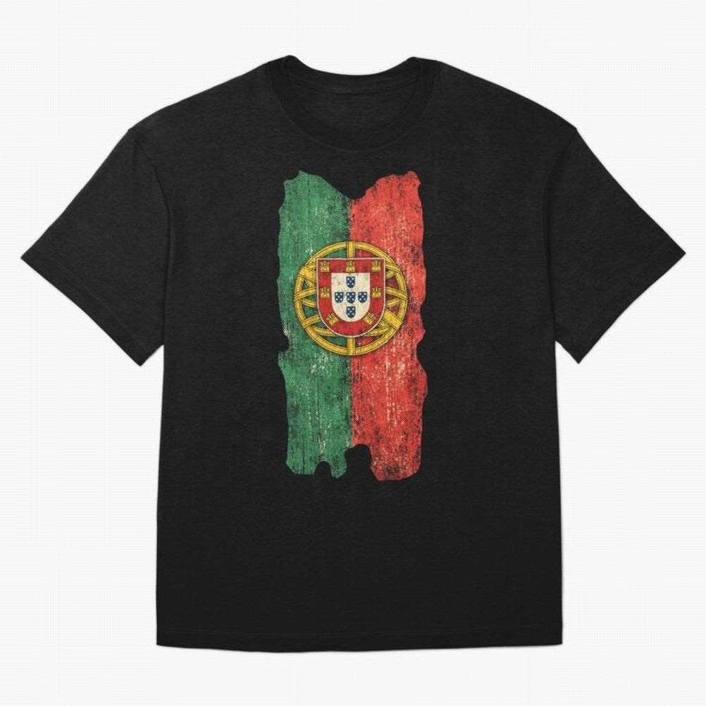 Vintage Portugal Flag Soccer Fan Design Oversized T-Shirt Celebrate Classic Football Spirit in FIFA World Cup 2026 USA Canada Mexico for Fans of Haaland and England, Bringing Football Festival Excitement, Trophy Ambitions, Country Rivalries and