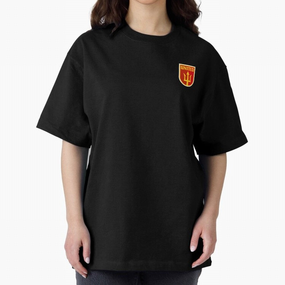 Manchester United Classic Shield Oversized T-Shirt Follow the Road to the FIFA World Cup 2026 Journey through Cristiano Ronaldo, Haaland and CR7 Highlights, Argentina, France and Brazil Pride, Vintage Soccer Flavor, Modern Football Stars, National