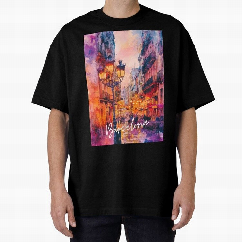 Barcelona Oversized T-Shirt Show Fan Pride Across FIFA World Cup 2026 Group Stage Spirit, Driven by Brazil, Messi, Neymar and Mbappe, Tournament Hype, Historic Matchups, Family Viewing Parties and Global Sports Pride; Great for Watch Parties,