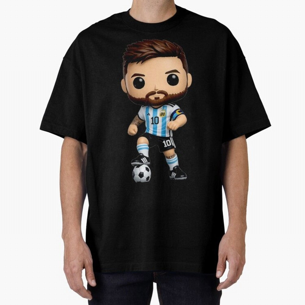 Lionel Messi Figurine Oversized T-Shirt Remember Iconic Moments from FIFA World Cup 2026 Spirit, Made for Spain, Mbappe, Retro Football Energy, Iconic Rivalries, Trophy Chase Drama and Stadium Atmosphere; Ideal for Football Dads, Football Moms,