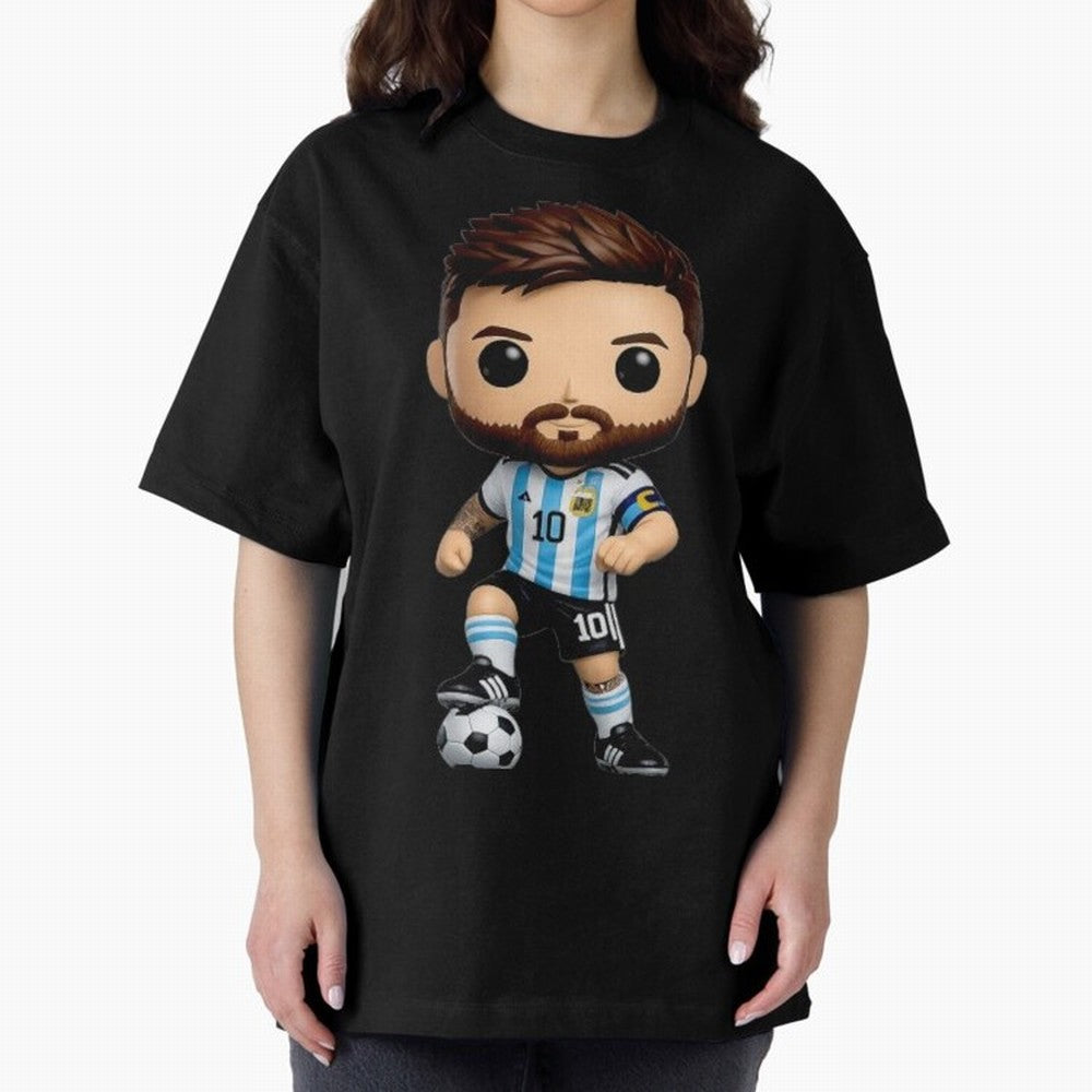 Lionel Messi Figurine Oversized T-Shirt Remember Iconic Moments from FIFA World Cup 2026 Spirit, Made for Spain, Mbappe, Retro Football Energy, Iconic Rivalries, Trophy Chase Drama and Stadium Atmosphere; Ideal for Football Dads, Football Moms,