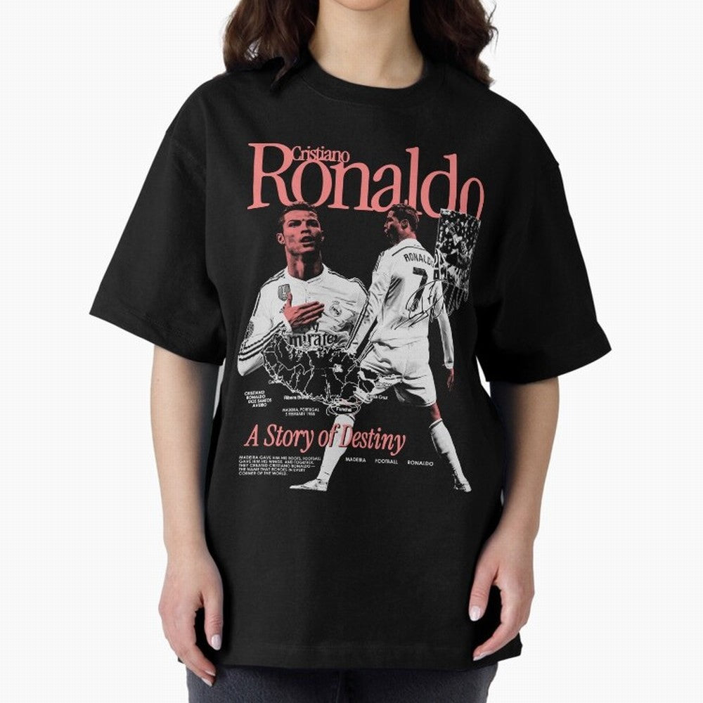 CR7 Cristiano Oversized T-Shirt Follow the Final Road of Global Football Passion for FIFA World Cup 2026 Group Stage, Featuring Cristiano Ronaldo, Haaland and CR7, Spain, Supporter Pride, Iconic Celebrations, Legendary Names and Global Match Day