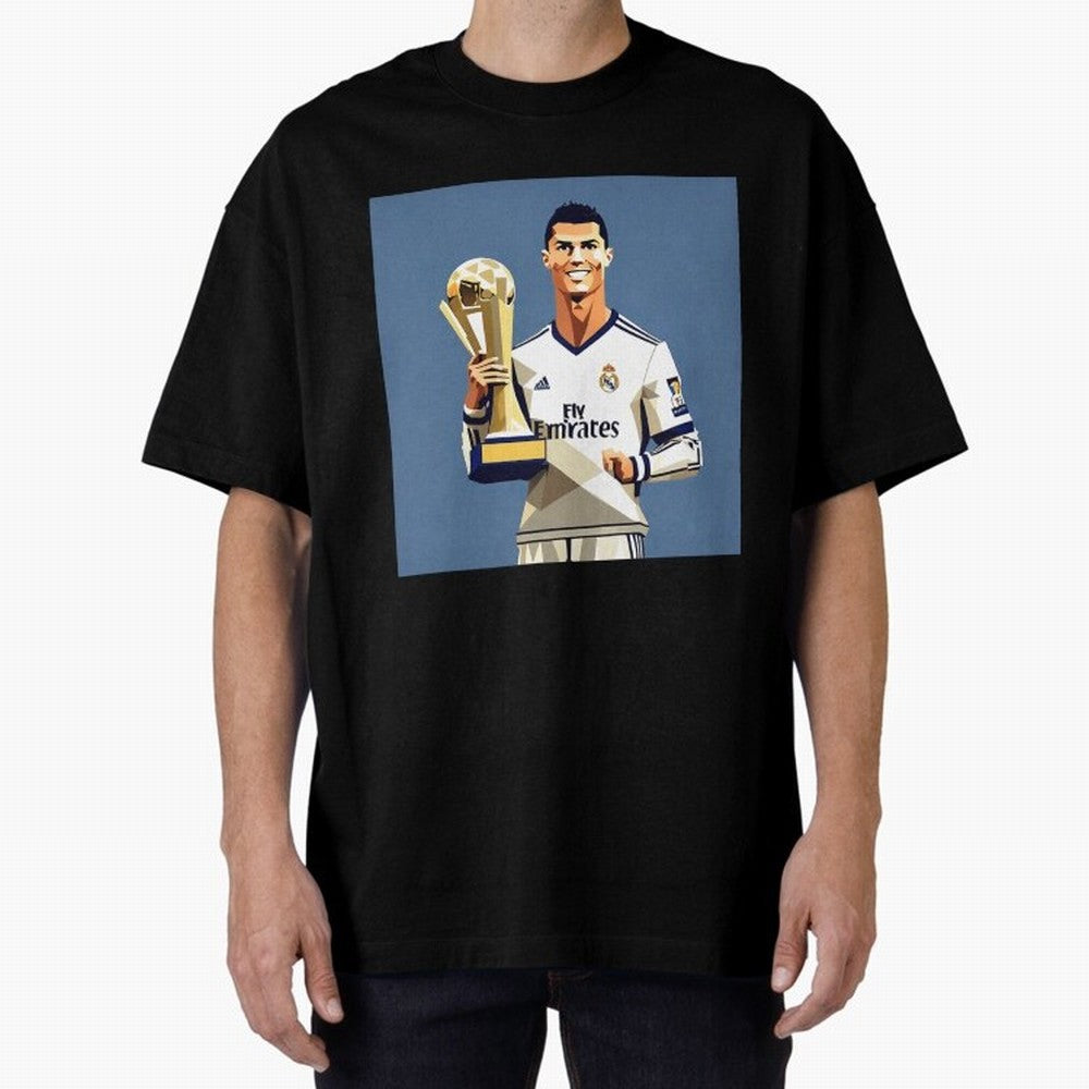 Cristiano Ronaldo Cr7 The Best Artwork Futbol Soccer Oversized T-Shirt Bring Global Tournament Vibes to Global Football Passion for FIFA World Cup 2026 Group Stage, Filled with CR7 and Messi, Argentina and Brazil, Worldwide Fan Energy, Dramatic