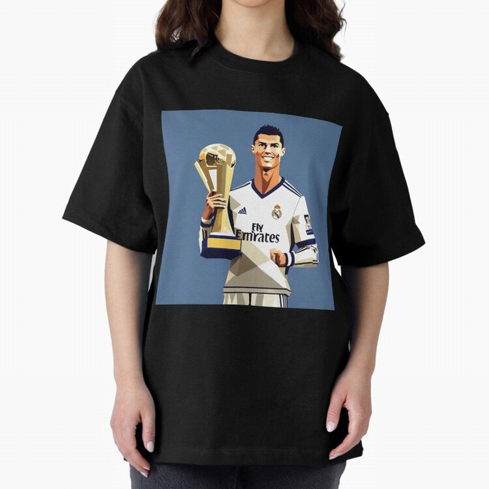 Cristiano Ronaldo Cr7 The Best Artwork Futbol Soccer Oversized T-Shirt Bring Global Tournament Vibes to Global Football Passion for FIFA World Cup 2026 Group Stage, Filled with CR7 and Messi, Argentina and Brazil, Worldwide Fan Energy, Dramatic