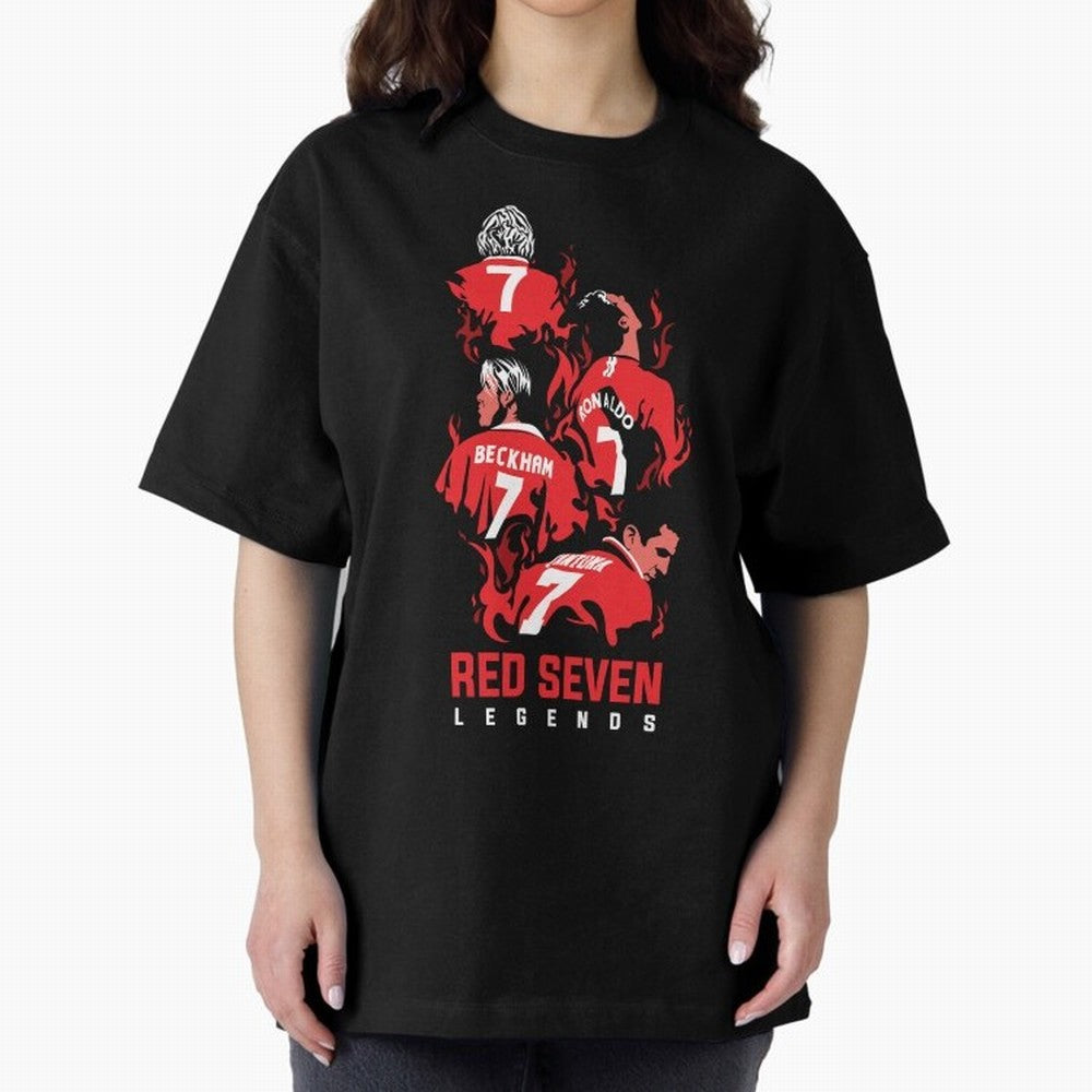 The Red Seven - Man Utd Oversized T-Shirt Elevate FIFA World Cup 2026 for Fans of Haaland and France, Bringing Vintage Soccer Flavor, Modern Football Stars, National Flags and Final Night Emotion; Ideal for Fans Who Follow Messi, Cristiano Ronaldo,