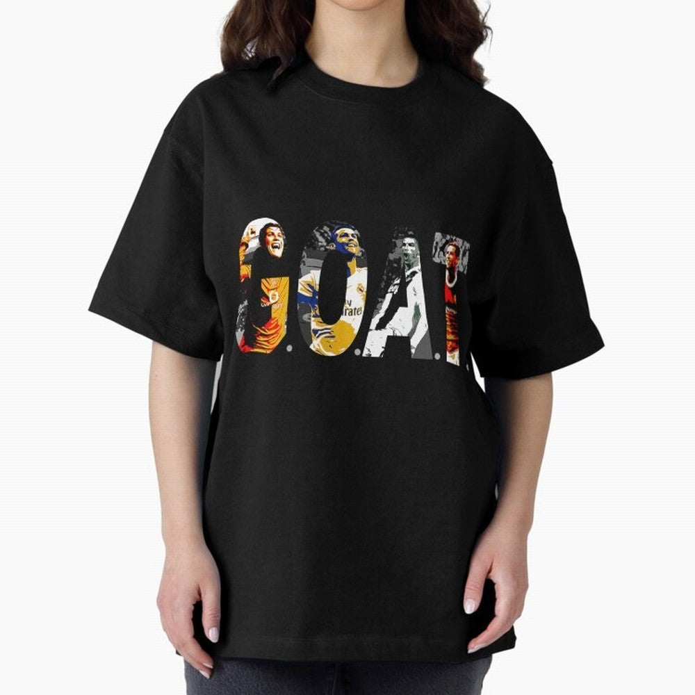 Cristiano Ronaldo Greatest Football Player Of All Time Oversized T-Shirt Join the Global Buzz around Global Football Passion for FIFA World Cup 2026 Group Stage, Celebrating Messi, Neymar and Mbappe, England and Germany, Stadium Chants, National