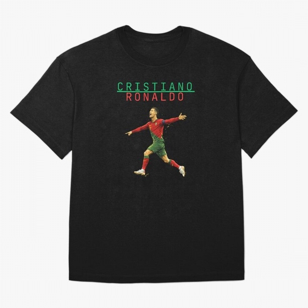 Ronaldo Oversized T-Shirt Celebrate Fan Culture around FIFA World Cup 2026 Group Stage Spirit, Centered on Portugal, Messi, Vintage Soccer Flavor, Modern Football Stars, National Flags and Final Night Emotion; Ideal for Football Dads, Football