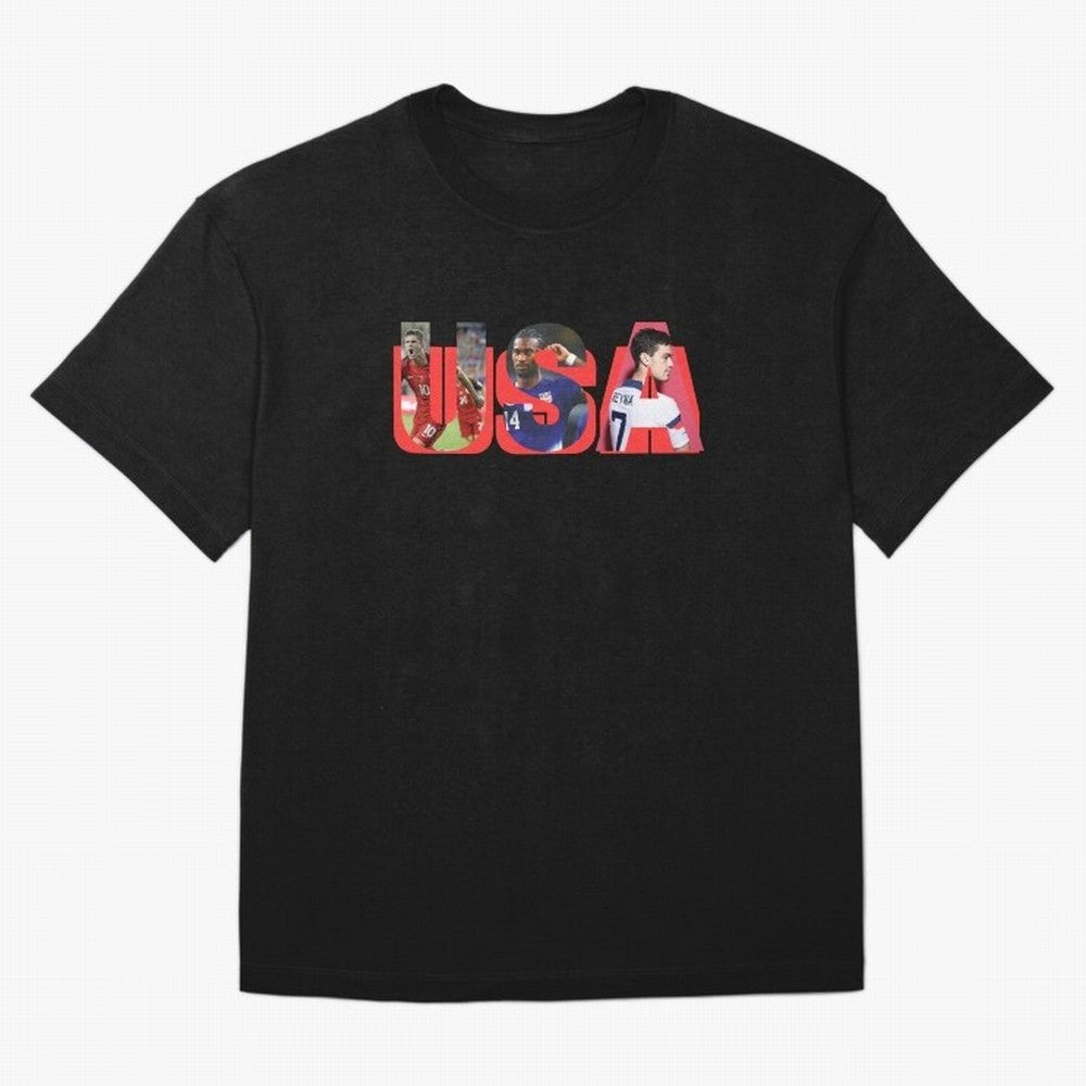 USA Soccer Cristian Pulisic, Haji Wright, Gio Reyna Oversized T-Shirt Share the Excitement of FIFA World Cup 2026 for Fans of CR7 and Messi and France, Bringing Global Supporter Spirit, Legendary Goals, National Colors and Tournament Celebration;
