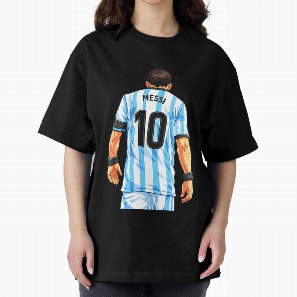 Messi Argentina 10 Oversized T-Shirt Create FIFA World Cup 2026 Centered on Messi, CR7 and Mbappe, Portugal Energy, Football Festival Excitement, Trophy Ambitions, Country Rivalries and Star Player Buzz; Created for Match Day Parties, Soccer Gifts,