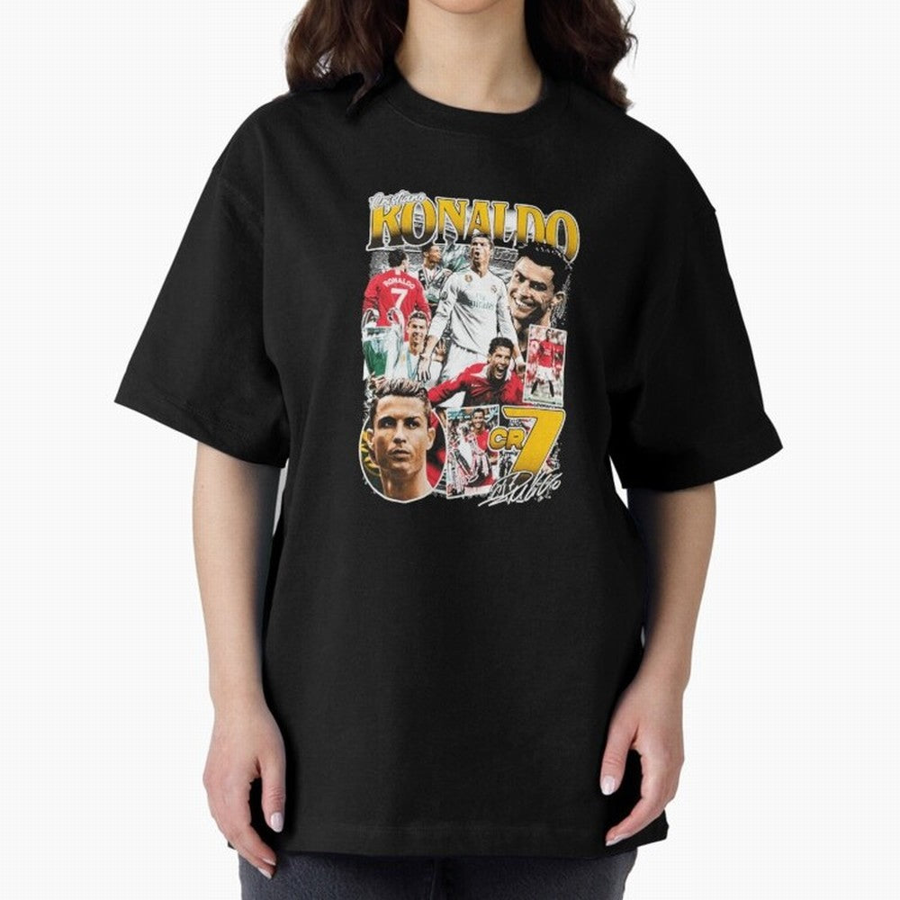 Cristiano Ronaldo Cr7 Collage Oversized T-Shirt Bring Home Match Day Hype around FIFA World Cup 2026 Group Stage, Mbappe and Neymar, Brazil, Portugal and Argentina, Stadium Memories, Football Loyalty, International Chants and Championship