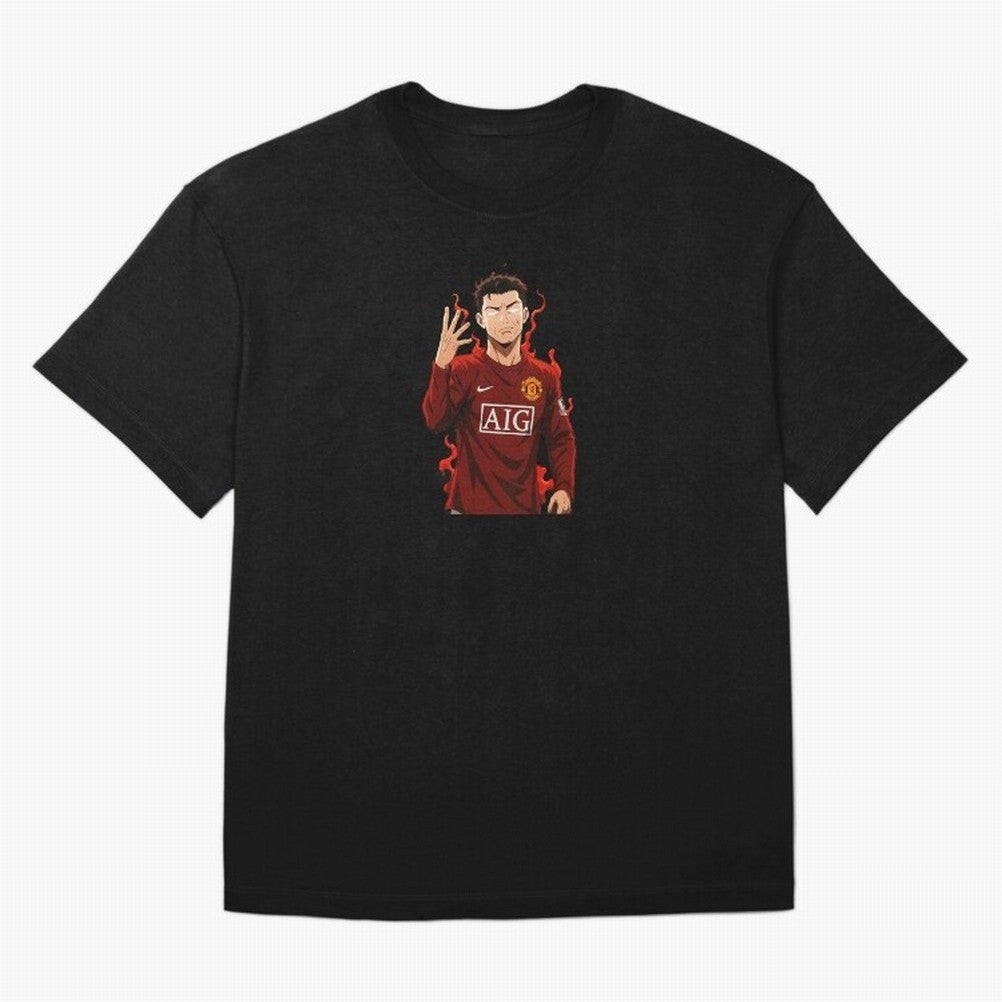 Cristiano Ronaldo Anime Art Blue Lock Inspired Football Legend Oversized T-Shirt Represent Football Lovers during Match Day Hype around FIFA World Cup 2026, Mbappe and Neymar, France and Portugal, Worldwide Fan Energy, Dramatic Goals, Stadium