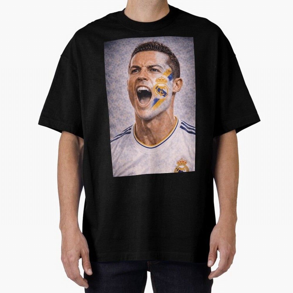 Cristiano Ronaldo ¡ª A Fan Portrait in Motion Oversized T-Shirt Follow Every Goal of FIFA World Cup 2026 USA Canada Mexico for Fans of Neymar and Spain, Bringing Retro Football Energy, Iconic Rivalries, Trophy Chase Drama and Stadium Atmosphere;