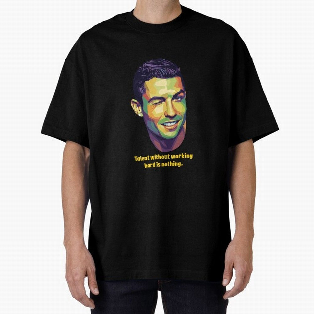 Cristiano Ronaldo Quotes Oversized T-Shirt Feel Global Football Passion for FIFA World Cup 2026 USA Canada Mexico, Capturing Messi and Cristiano Ronaldo, France, Fan Favorite Moments, National Team Passion, Big Match Drama and Soccer History; Made