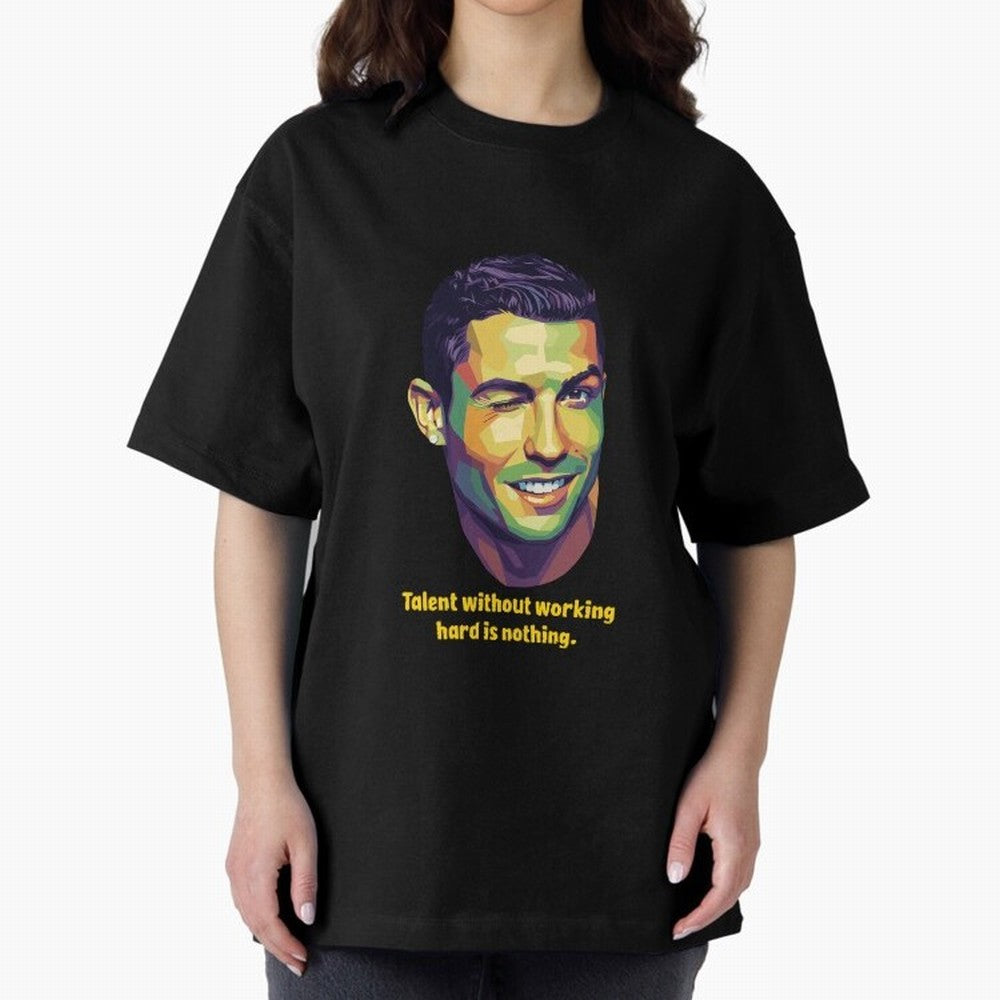 Cristiano Ronaldo Quotes Oversized T-Shirt Feel Global Football Passion for FIFA World Cup 2026 USA Canada Mexico, Capturing Messi and Cristiano Ronaldo, France, Fan Favorite Moments, National Team Passion, Big Match Drama and Soccer History; Made