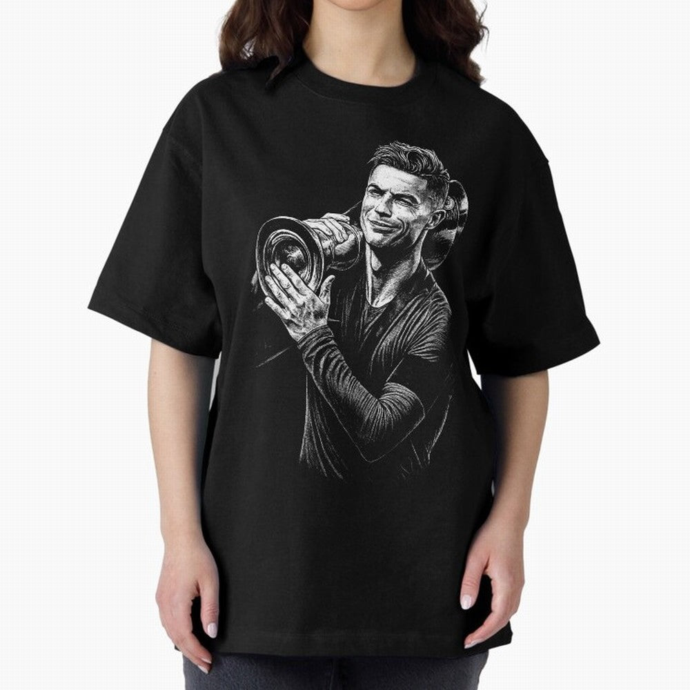 Cristiano Ronaldo Nations League Cup Oversized T-Shirt Feel the Roar of FIFA World Cup 2026 Group Stage Highlighting Mbappe and Neymar, Argentina Energy, Championship Spirit, Famous Goals, Roaring Crowds and International Football Unity; Perfect