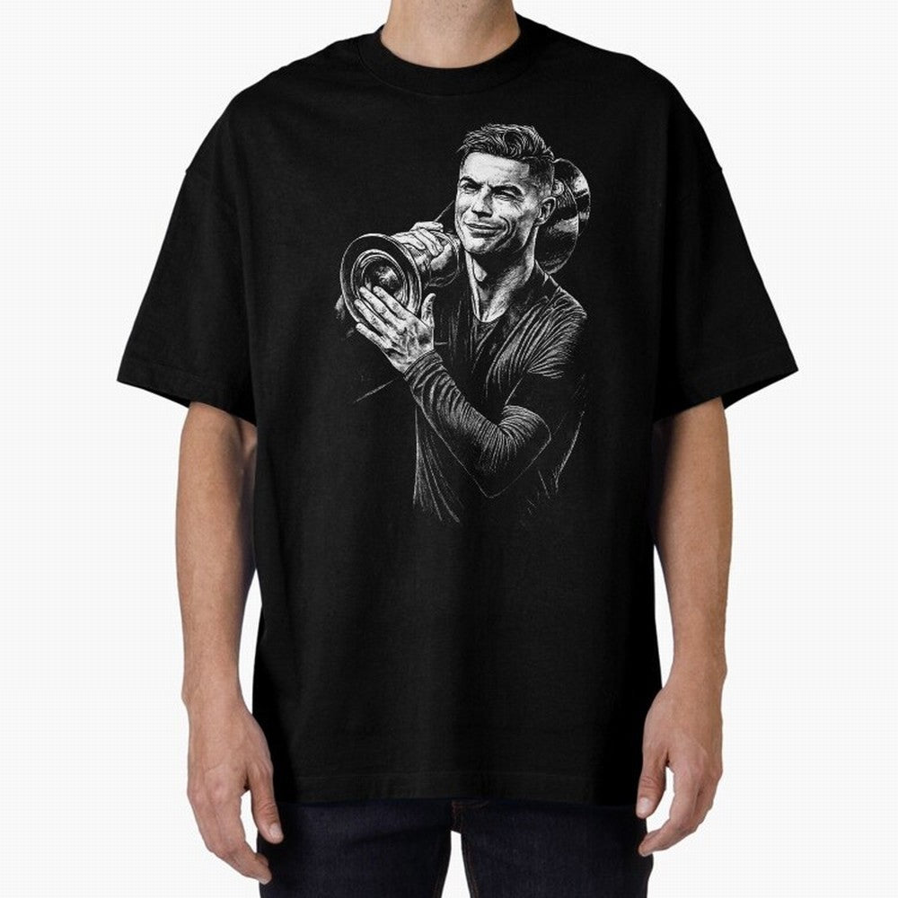 Cristiano Ronaldo Nations League Cup Oversized T-Shirt Feel the Roar of FIFA World Cup 2026 Group Stage Highlighting Mbappe and Neymar, Argentina Energy, Championship Spirit, Famous Goals, Roaring Crowds and International Football Unity; Perfect