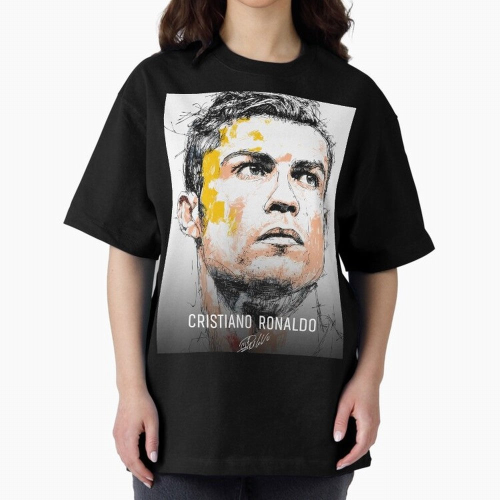Cristiano Ronaldo Cr7 Football Soccer Player Icon Legend Power Oversized T-Shirt Celebrate the Stars of FIFA World Cup 2026 Group Stage Spirit, Highlighting England, France and Netherlands, Messi and Cristiano Ronaldo, Vintage Soccer Flavor, Modern