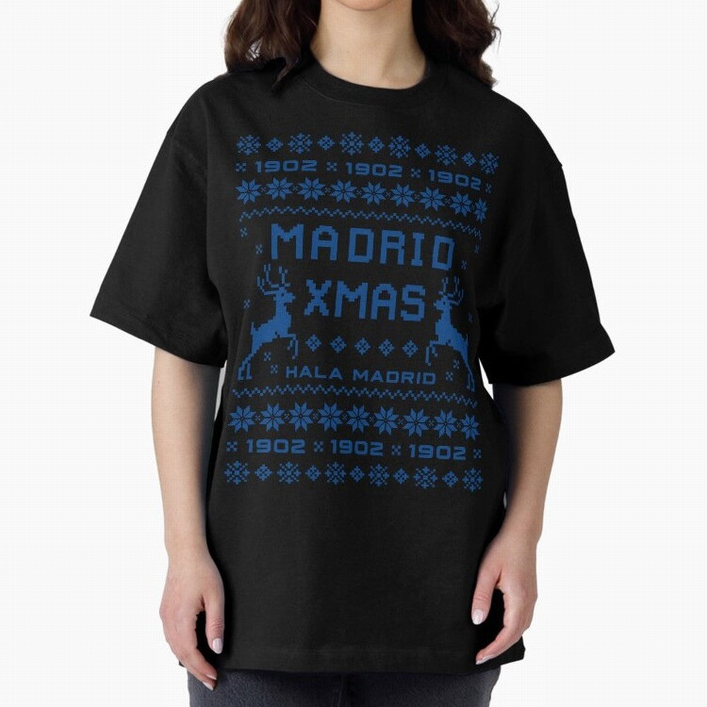Real Madrid Christmas Oversized T-Shirt Keep Football History Alive during Match Day Hype around FIFA World Cup 2026, Mbappe and Neymar, England, Supporter Pride, Iconic Celebrations, Legendary Names and Global Match Day Energy; Ideal for Fans Who