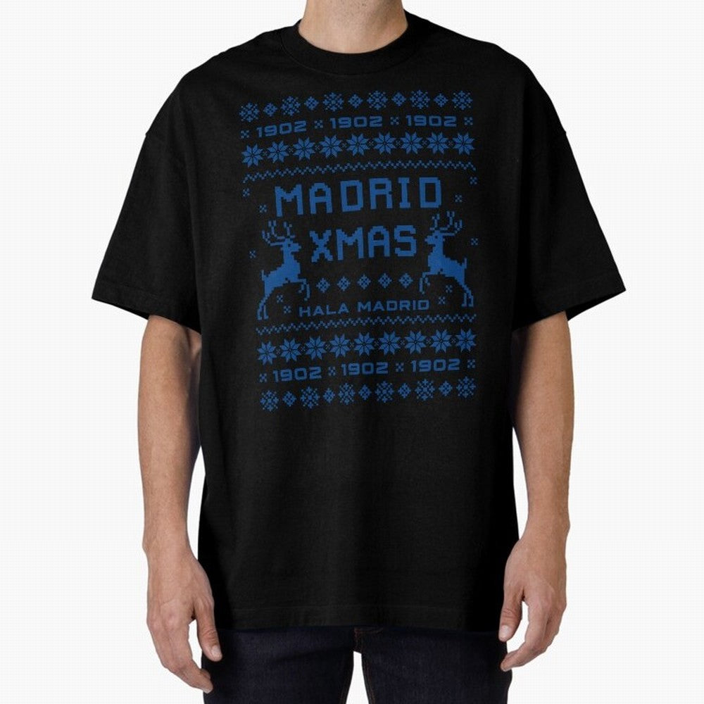 Real Madrid Christmas Oversized T-Shirt Keep Football History Alive during Match Day Hype around FIFA World Cup 2026, Mbappe and Neymar, England, Supporter Pride, Iconic Celebrations, Legendary Names and Global Match Day Energy; Ideal for Fans Who