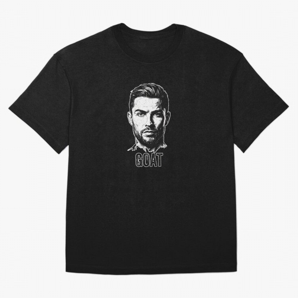 The G.O.A.T. ¨C Cristiano Ronaldo Legend Sketch Oversized T-Shirt Relive the Noise and Pride of Global Football Passion for FIFA World Cup 2026, Featuring Cristiano Ronaldo, Portugal, Vintage Soccer Flavor, Modern Football Stars, National Flags and