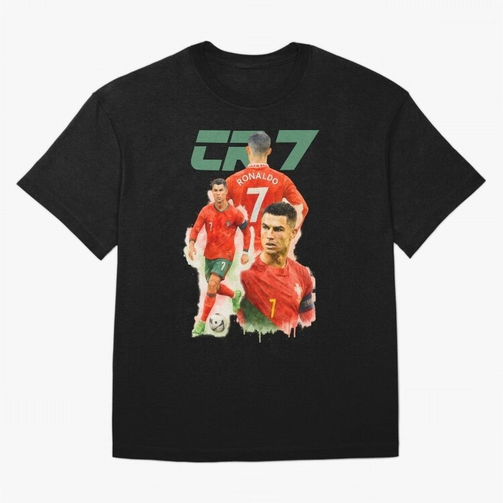 CR7 Cristiano Ronaldo illustration watercolour Oversized T-Shirt Follow FIFA World Cup 2026 for Fans of Mbappe and Spain, Bringing Retro Football Energy, Iconic Rivalries, Trophy Chase Drama and Stadium Atmosphere; Perfect for Supporters Who Want