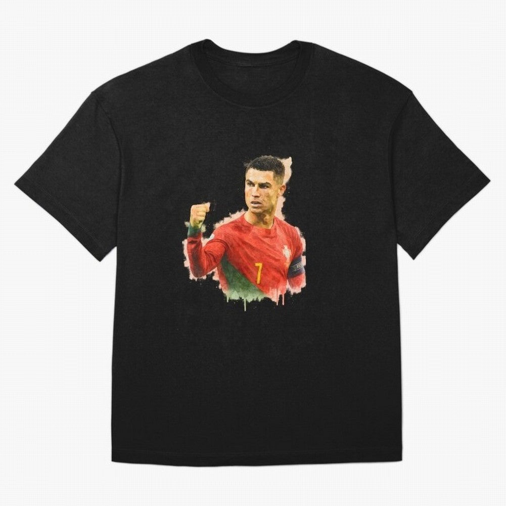 CR7 Cristiano Ronaldo potrait a powerful moment artwork Oversized T-Shirt Refresh FIFA World Cup 2026 Group Stage Inspired by CR7 and Messi, Netherlands Energy, Vintage Soccer Flavor, Modern Football Stars, National Flags and Final Night Emotion;