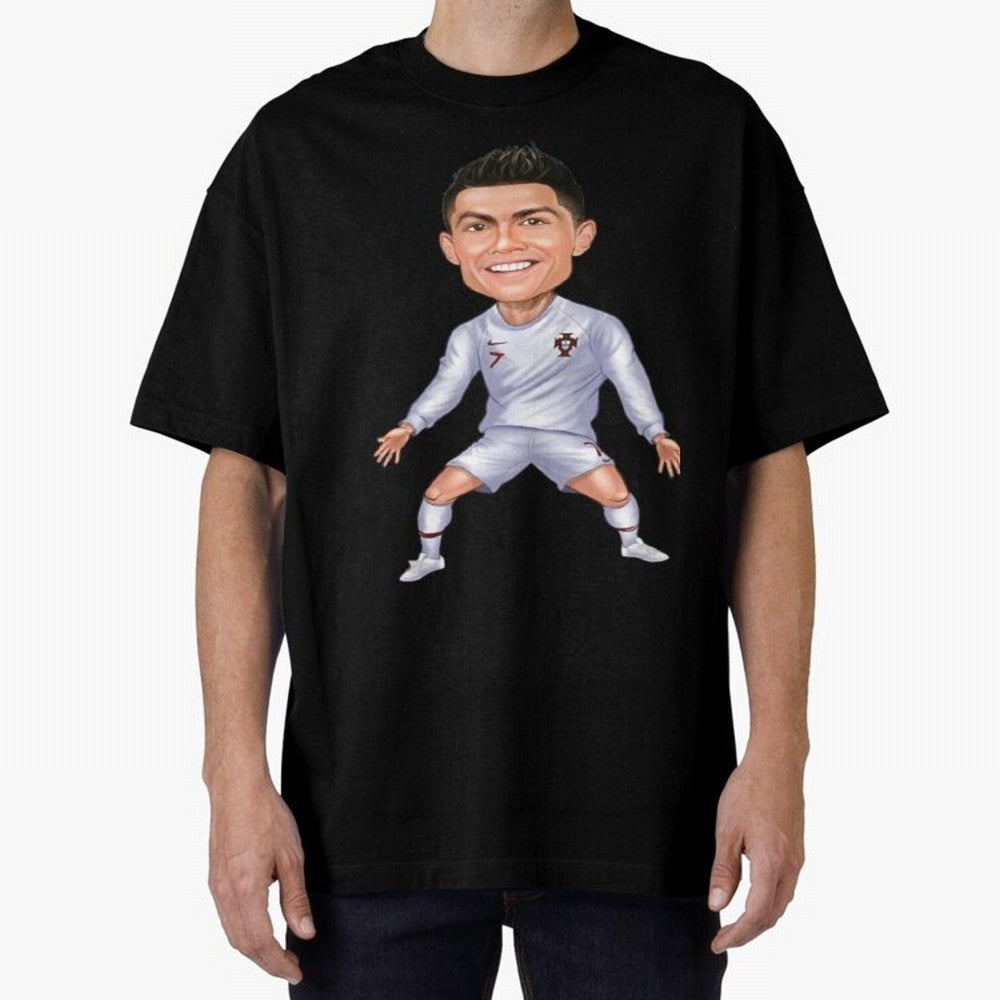 Cristiano Ronaldo Cartoon Oversized T-Shirt Carry National Pride through FIFA World Cup 2026 Group Stage Spirit, Driven by Argentina and Brazil, Mbappe and Neymar, Match Day Excitement, Supporter Culture, Golden Goals and Global Football Passion;