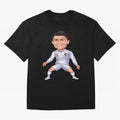Cristiano Ronaldo Cartoon Oversized T-Shirt Carry National Pride through FIFA World Cup 2026 Group Stage Spirit, Driven by Argentina and Brazil, Mbappe and Neymar, Match Day Excitement, Supporter Culture, Golden Goals and Global Football Passion;