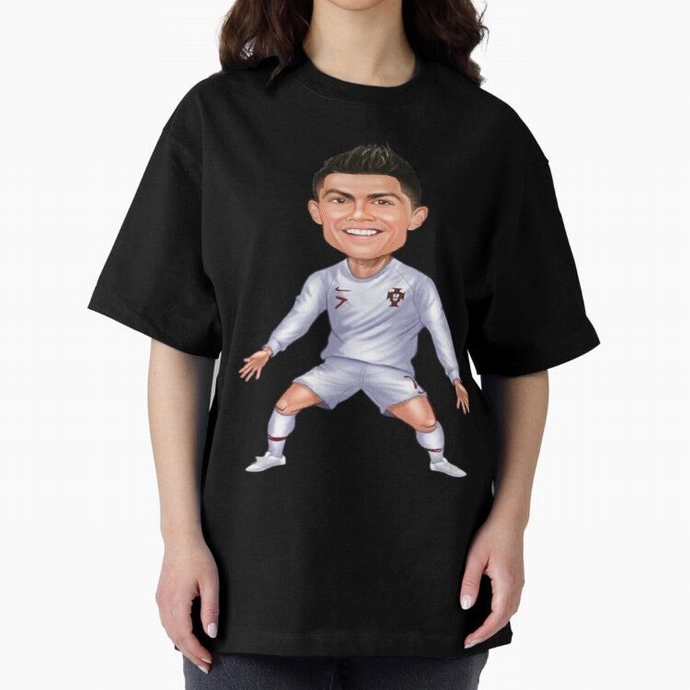 Cristiano Ronaldo Cartoon Oversized T-Shirt Carry National Pride through FIFA World Cup 2026 Group Stage Spirit, Driven by Argentina and Brazil, Mbappe and Neymar, Match Day Excitement, Supporter Culture, Golden Goals and Global Football Passion;
