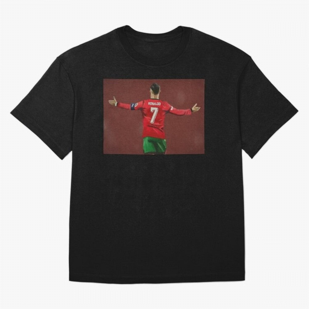Cristiano Ronaldo portrait painting Oversized T-Shirt Mark FIFA World Cup 2026 Spirit, Inspired by Brazil, Portugal and Argentina, Haaland, Classic Soccer Heritage, Championship Pressure, Fan Loyalty and International Pride; Made for Die Hard