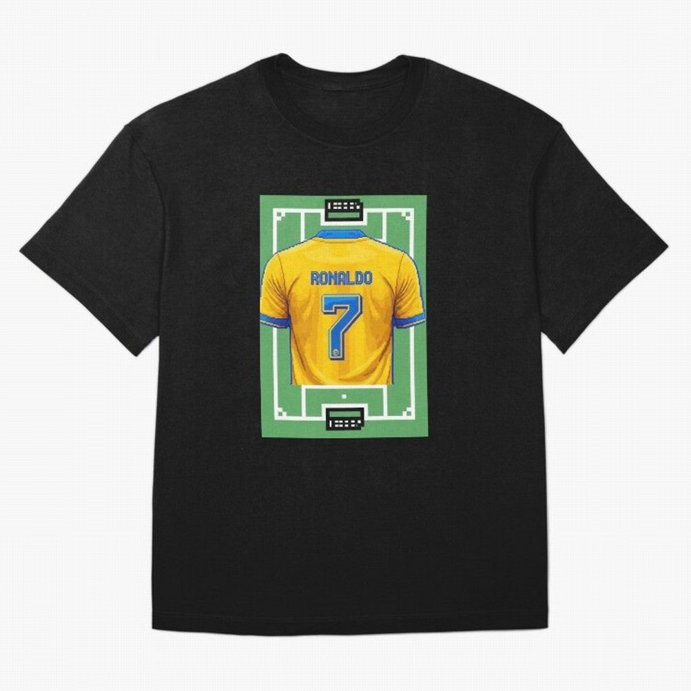 Cristiano Ronaldo Al-Nassr 8-Bit Soccer Football Oversized T-Shirt Build FIFA World Cup 2026 USA Canada Mexico Spirit, Highlighting Spain and Netherlands, CR7, Match Day Excitement, Supporter Culture, Golden Goals and Global Football Passion;