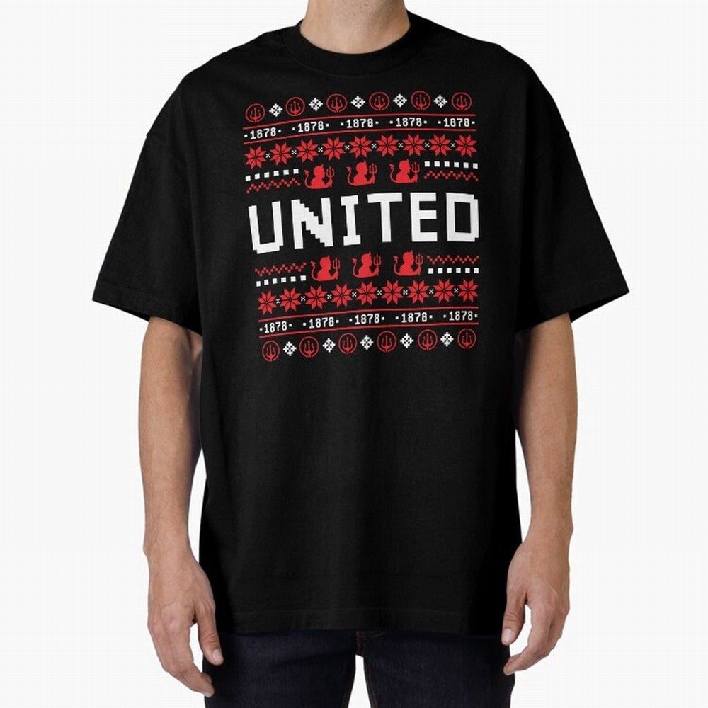 Manchester United Christmas Oversized T-Shirt Represent Football Lovers during FIFA World Cup 2026 USA Canada Mexico Spirit, Inspired by Portugal, CR7, Classic Soccer Heritage, Championship Pressure, Fan Loyalty and International Pride; Built for