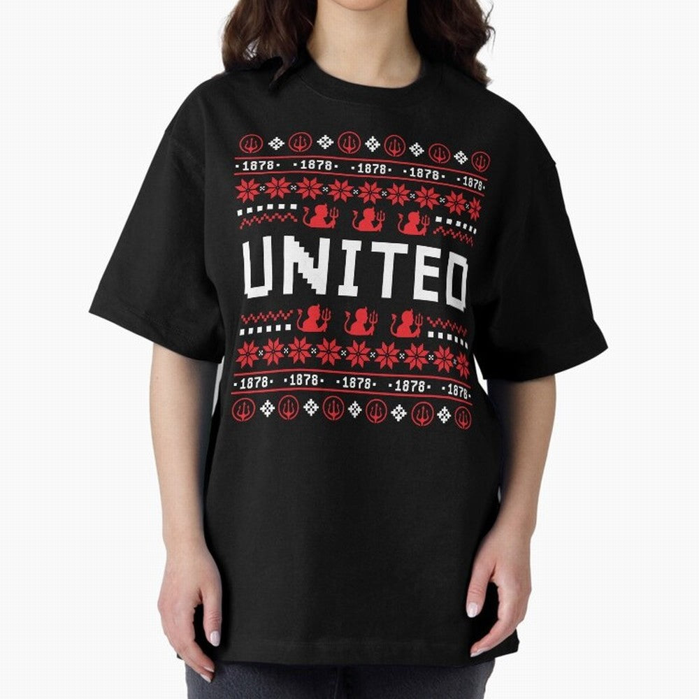 Manchester United Christmas Oversized T-Shirt Represent Football Lovers during FIFA World Cup 2026 USA Canada Mexico Spirit, Inspired by Portugal, CR7, Classic Soccer Heritage, Championship Pressure, Fan Loyalty and International Pride; Built for