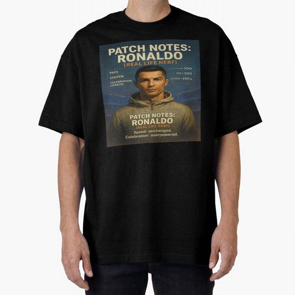 Patch Notes Cristiano Ronaldo ¡ª Real Life Nerf Football Gamer Oversized T-Shirt Bring Match Day Fire to the FIFA World Cup 2026 USA Canada Mexico Journey through Cristiano Ronaldo Highlights, Germany Pride, Classic Soccer Heritage, Championship