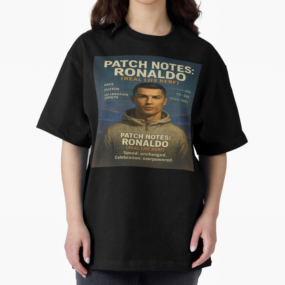 Patch Notes Cristiano Ronaldo ¡ª Real Life Nerf Football Gamer Oversized T-Shirt Bring Match Day Fire to the FIFA World Cup 2026 USA Canada Mexico Journey through Cristiano Ronaldo Highlights, Germany Pride, Classic Soccer Heritage, Championship