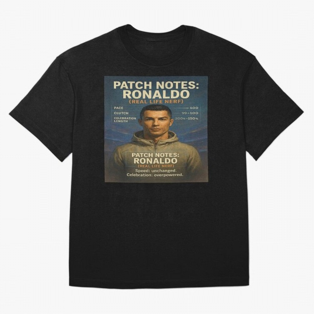 Patch Notes Cristiano Ronaldo ¡ª Real Life Nerf Football Gamer Oversized T-Shirt Bring Match Day Fire to the FIFA World Cup 2026 USA Canada Mexico Journey through Cristiano Ronaldo Highlights, Germany Pride, Classic Soccer Heritage, Championship