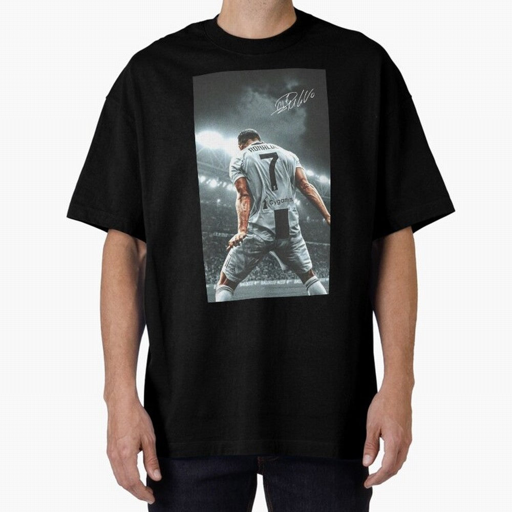 Cristiano Ronaldo Celebration Oversized T-Shirt Represent Football Lovers during FIFA World Cup 2026 for Fans of Mbappe and Neymar and France and Portugal, Bringing Soccer Culture, Superstar Moments, National Team Dreams and Competitive Fire; Made