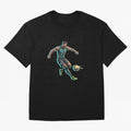 Cyberpunk Cristiano Ronaldo: Futuristic CR7 Kicking Glowing Soccer Ball Fan Art Oversized T-Shirt Stand Out with Spirit from Global Football Passion for FIFA World Cup 2026 Group Stage, Connected to Neymar, France and Portugal, Match Day